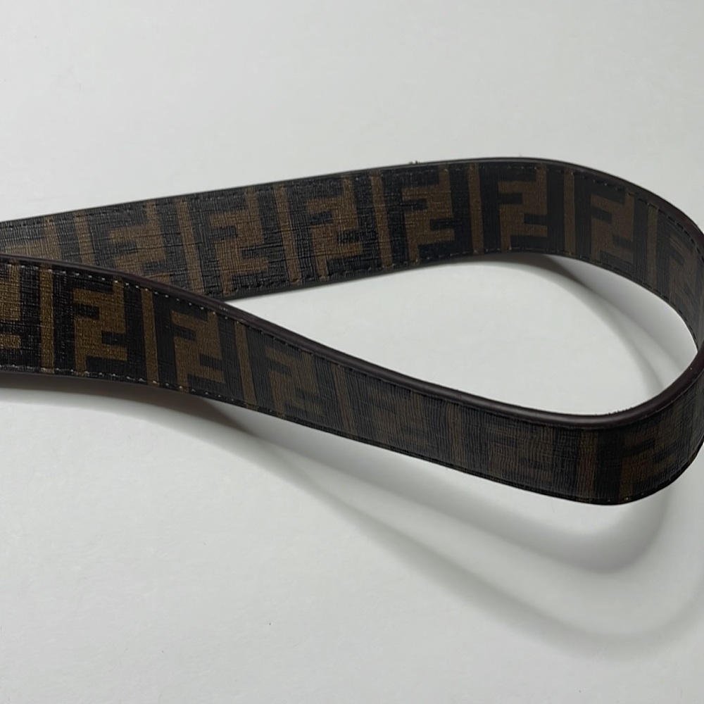 Fendi Authentic - Saffiano Leather brown  / Gold - Unisex belt - Size 48 - Picture 5 of 5